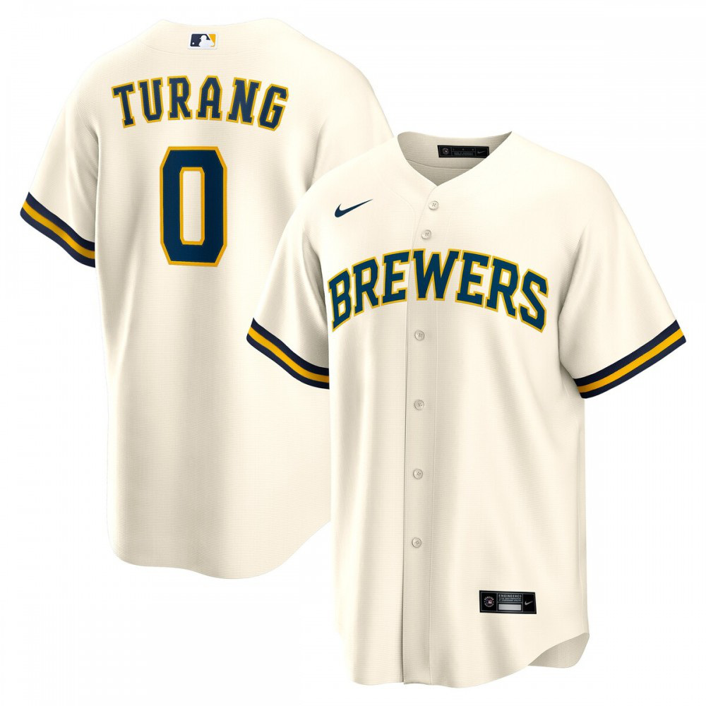 Brice Turang Milwaukee Brewers Home Replica Player Jersey - Cream-Pro Kit Vault | Brand New 26/27 Sports Jerseys