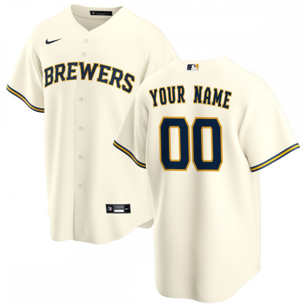 Milwaukee Brewers Youth Home Replica Custom Jersey - Cream-Pro Kit Vault | Brand New 26/27 Sports Jerseys