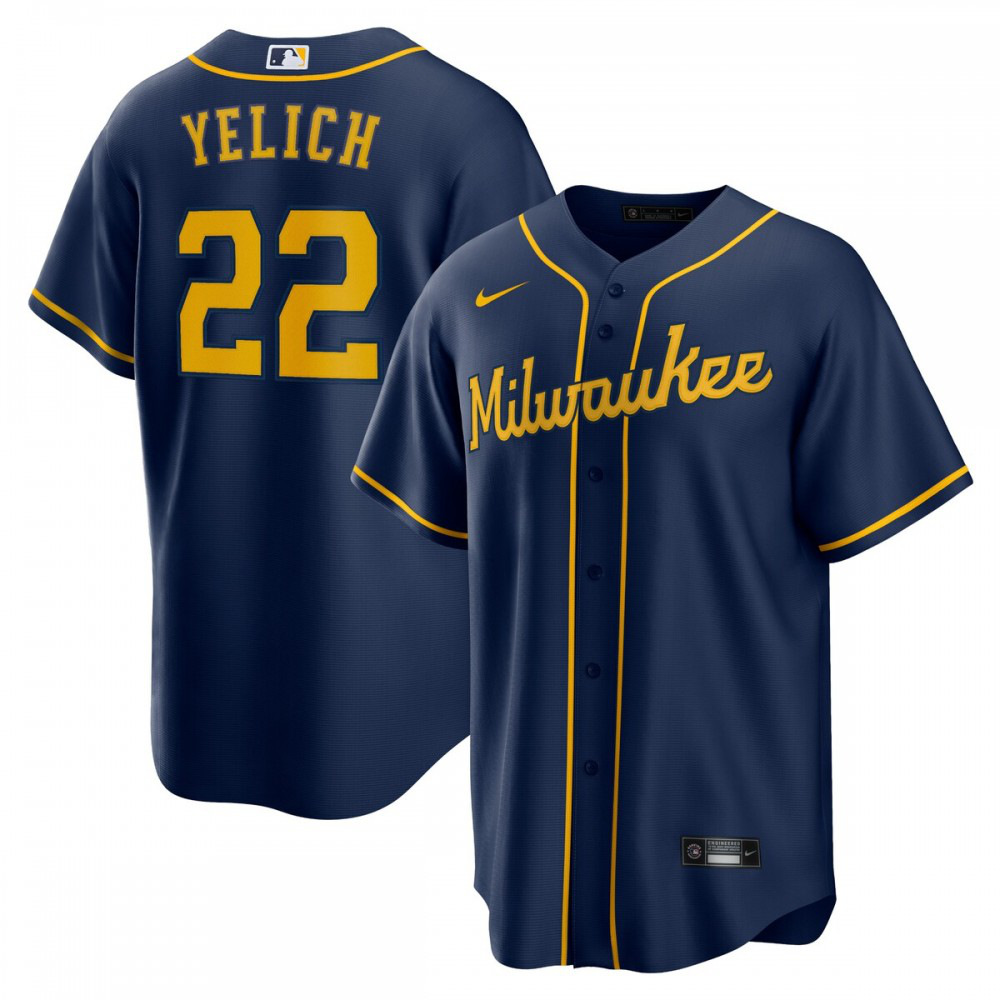 Christian Yelich Milwaukee Brewers Alternate Replica Player Jersey - Navy-Pro Kit Vault | Brand New 26/27 Sports Jerseys