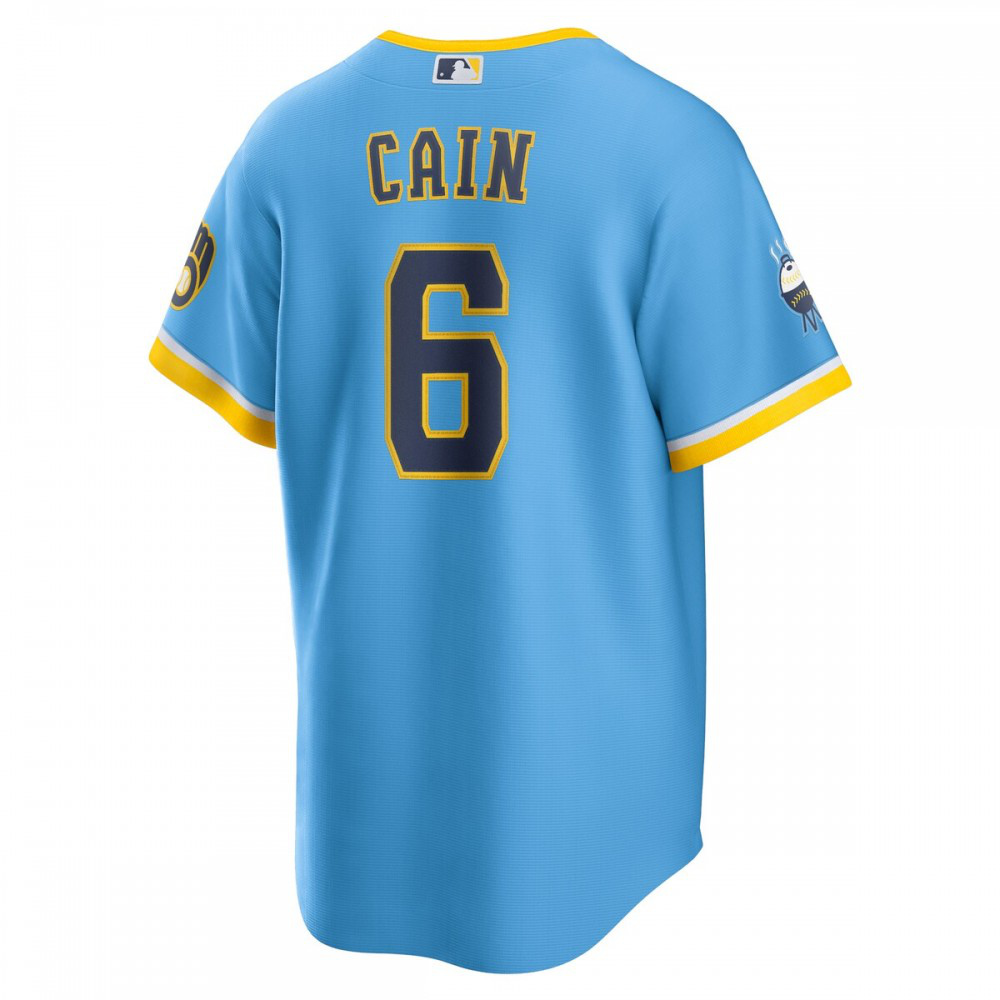Lorenzo Cain Milwaukee Brewers 2022 City Connect Replica Player Jersey - Powder Blue-Pro Kit Vault | Brand New 26/27 Sports Jerseys