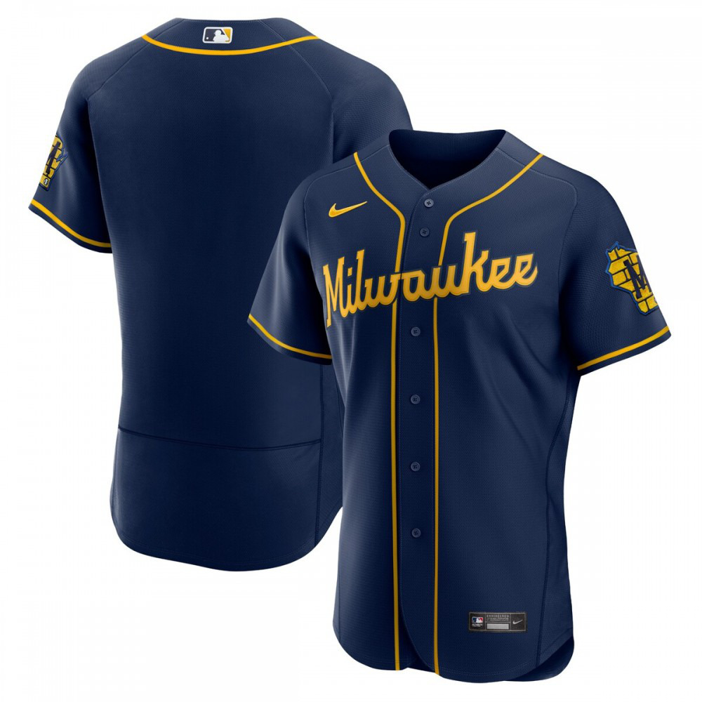 Milwaukee Brewers Alternate Authentic Team Logo Jersey - Navy-Pro Kit Vault | Brand New 26/27 Sports Jerseys