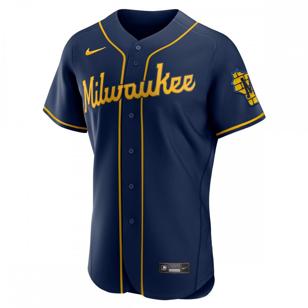 Milwaukee Brewers Alternate Authentic Team Logo Jersey - Navy-Pro Kit Vault | Brand New 26/27 Sports Jerseys