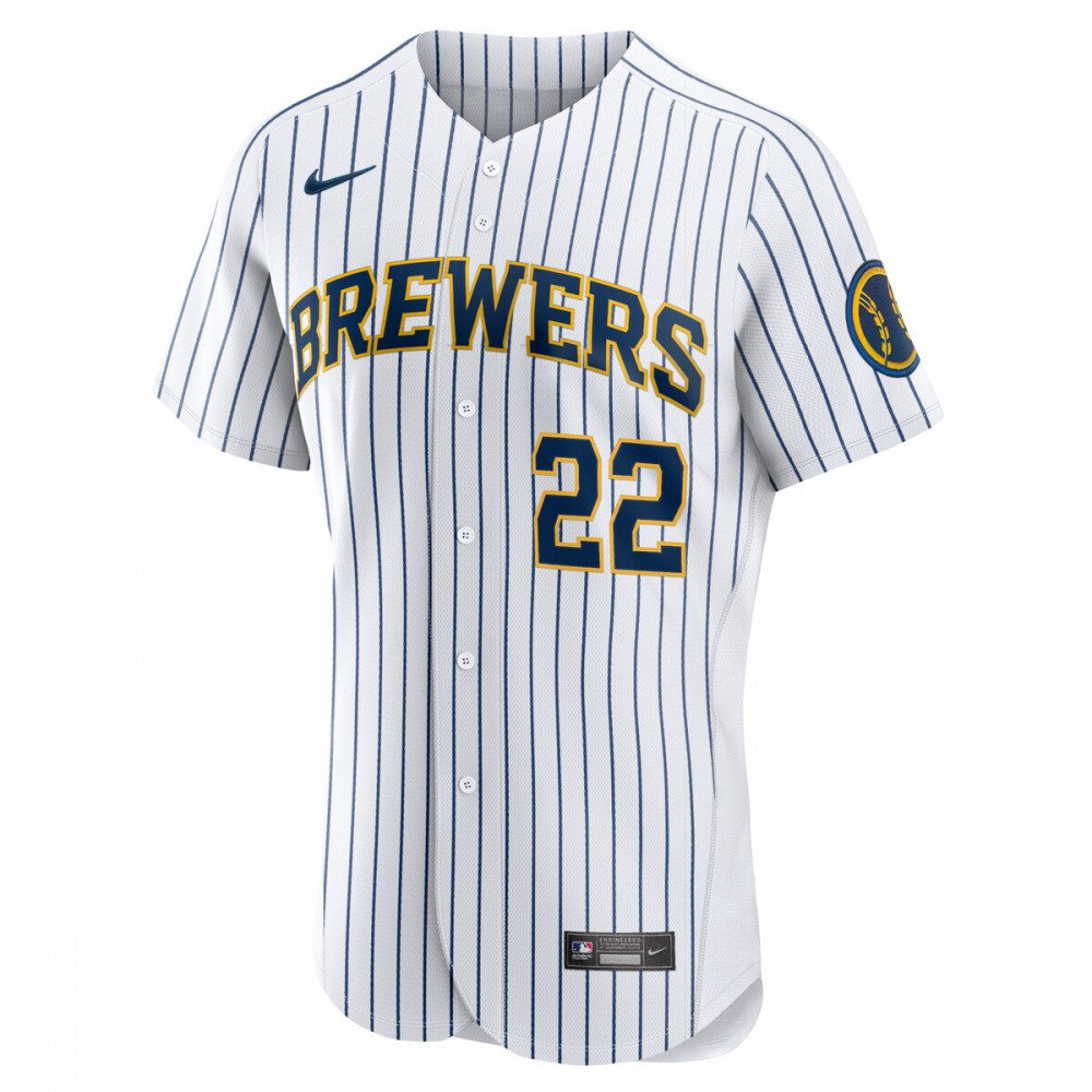 Christian Yelich Milwaukee Brewers Team Alternate Authentic Player Jersey - White-Pro Kit Vault | Brand New 26/27 Sports Jerseys