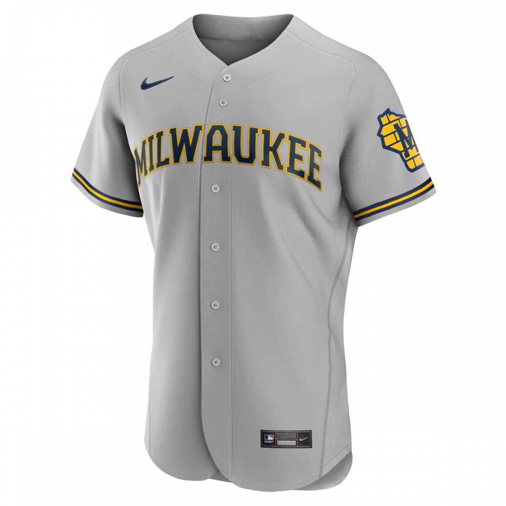 Milwaukee Brewers Road Authentic Team Logo Jersey - Gray-Pro Kit Vault | Brand New 26/27 Sports Jerseys