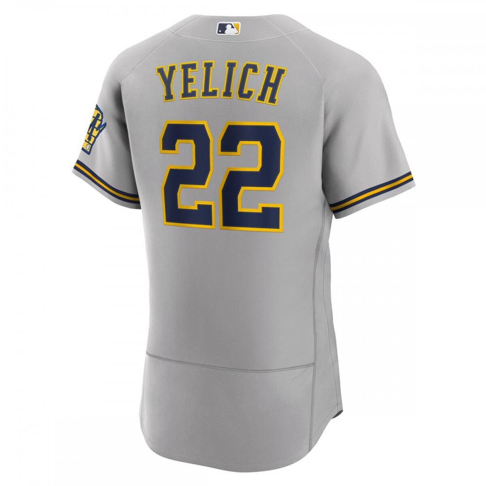 Christian Yelich Milwaukee Brewers Road Authentic Player Logo Jersey - Gray-Pro Kit Vault | Brand New 26/27 Sports Jerseys