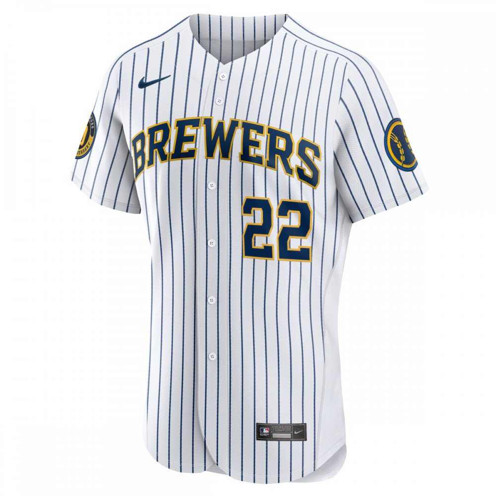 Christian Yelich Milwaukee Brewers Alternate Authentic Player Jersey - White-Pro Kit Vault | Brand New 26/27 Sports Jerseys