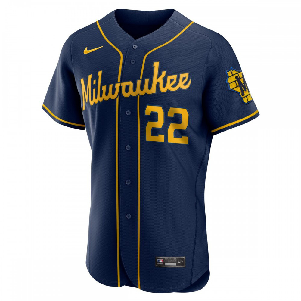 Christian Yelich Milwaukee Brewers Alternate Authentic Player Jersey - Navy-Pro Kit Vault | Brand New 26/27 Sports Jerseys