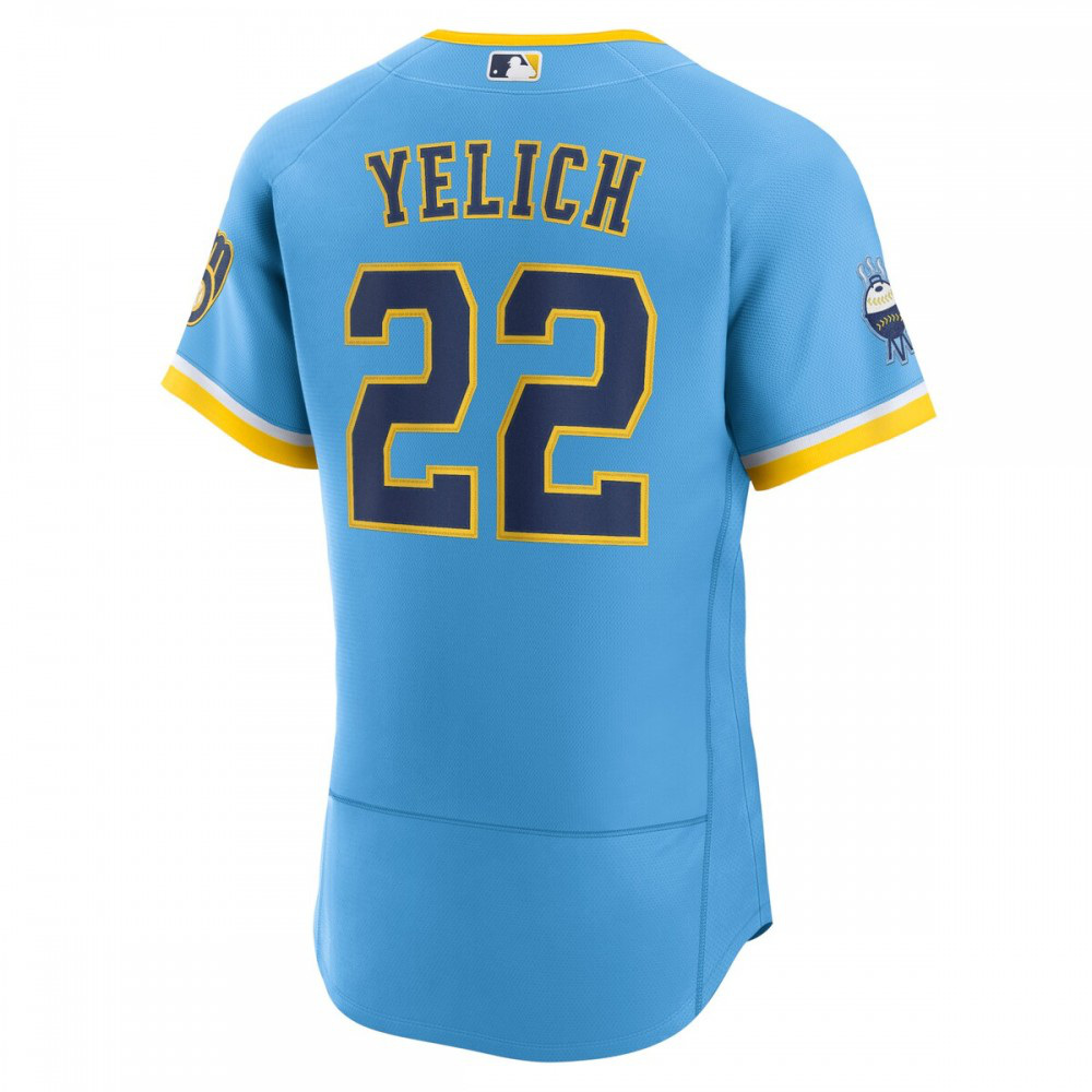 Christian Yelich Milwaukee Brewers 2022 City Connect Authentic Player Jersey - Powder Blue-Pro Kit Vault | Brand New 26/27 Sports Jerseys