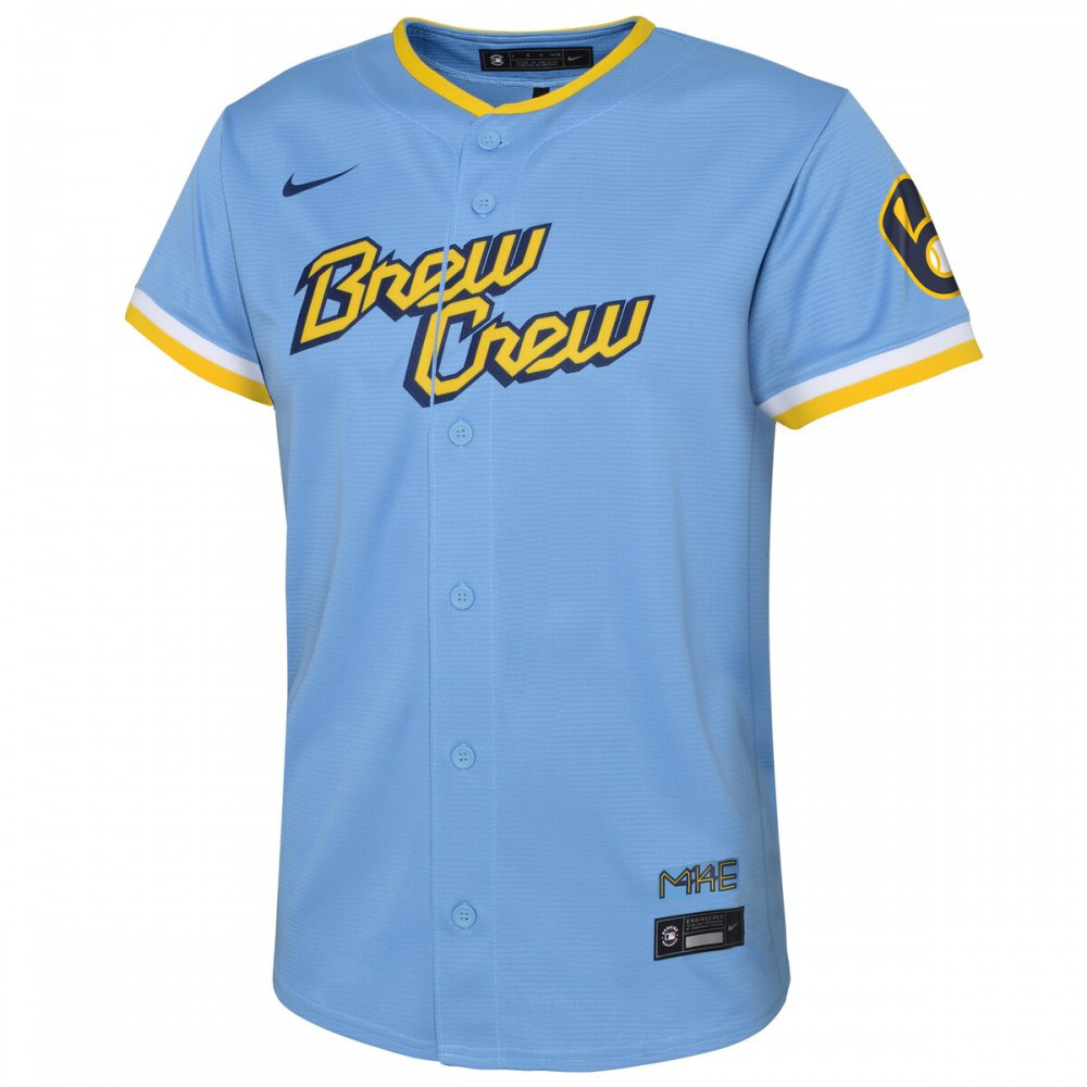 Milwaukee Brewers Youth 2022 City Connect Replica Team Jersey - Powder Blue-Pro Kit Vault | Brand New 26/27 Sports Jerseys