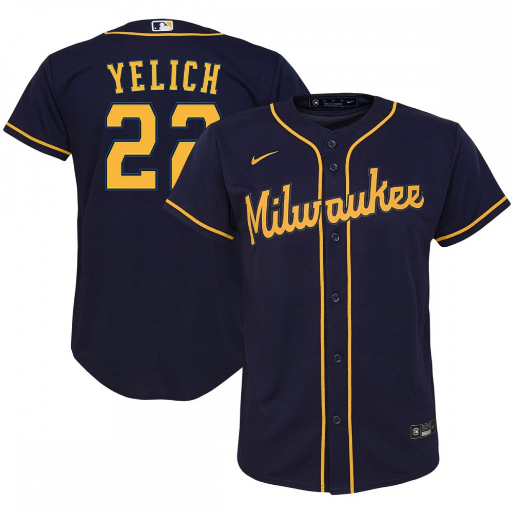 Christian Yelich Milwaukee Brewers Youth Alternate Replica Player Jersey - Navy-Pro Kit Vault | Brand New 26/27 Sports Jerseys