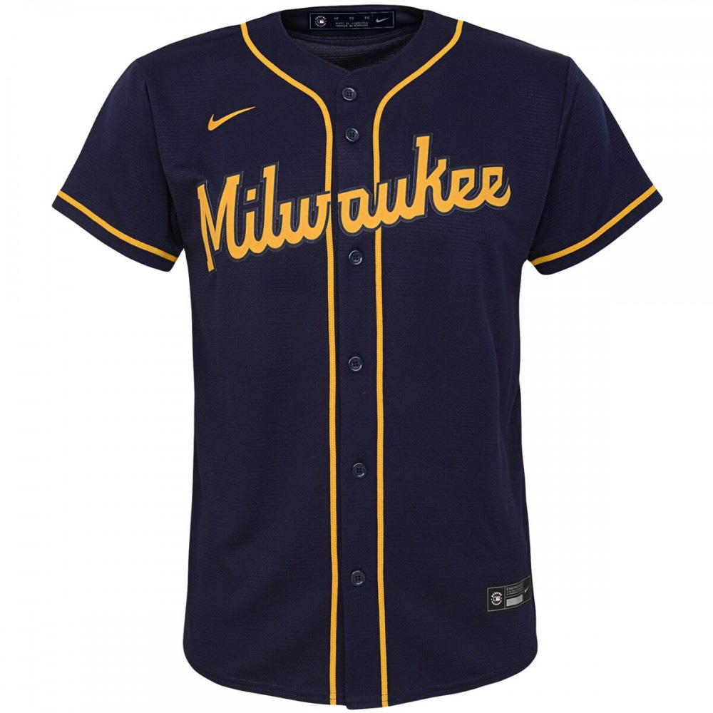 Christian Yelich Milwaukee Brewers Youth Alternate Replica Player Jersey - Navy-Pro Kit Vault | Brand New 26/27 Sports Jerseys