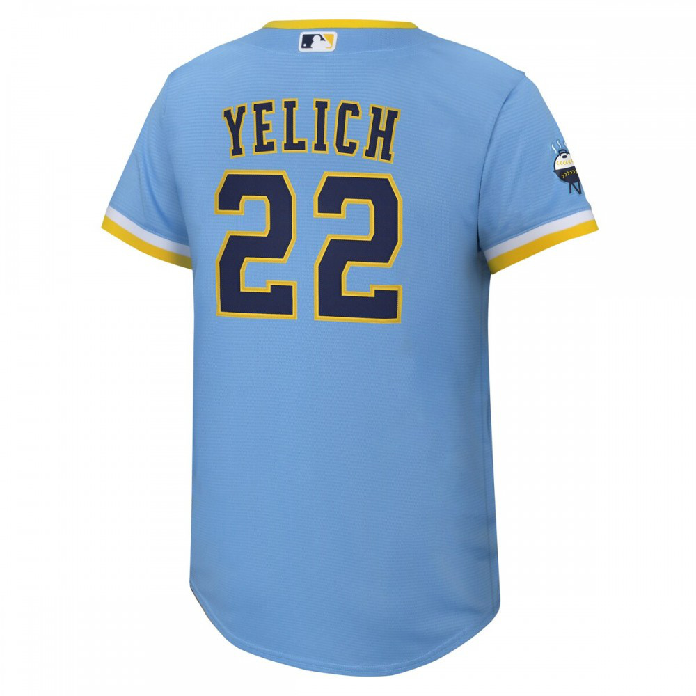 Christian Yelich Milwaukee Brewers Youth 2022 City Connect Replica Player Jersey - Powder Blue-Pro Kit Vault | Brand New 26/27 Sports Jerseys