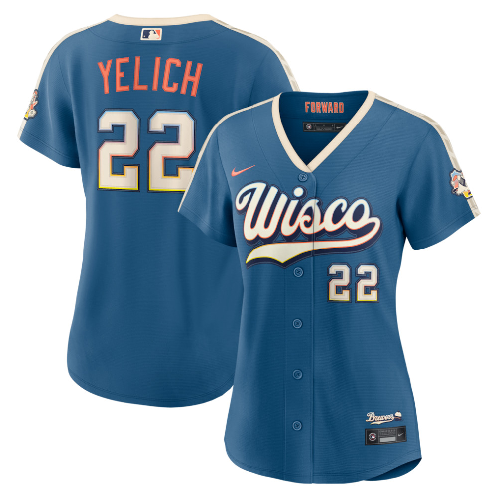 Christian Yelich Milwaukee Brewers Women's 2026 City Connect Stadium Jersey - Mineral Blue-Pro Kit Vault | Brand New 26/27 Sports Jerseys