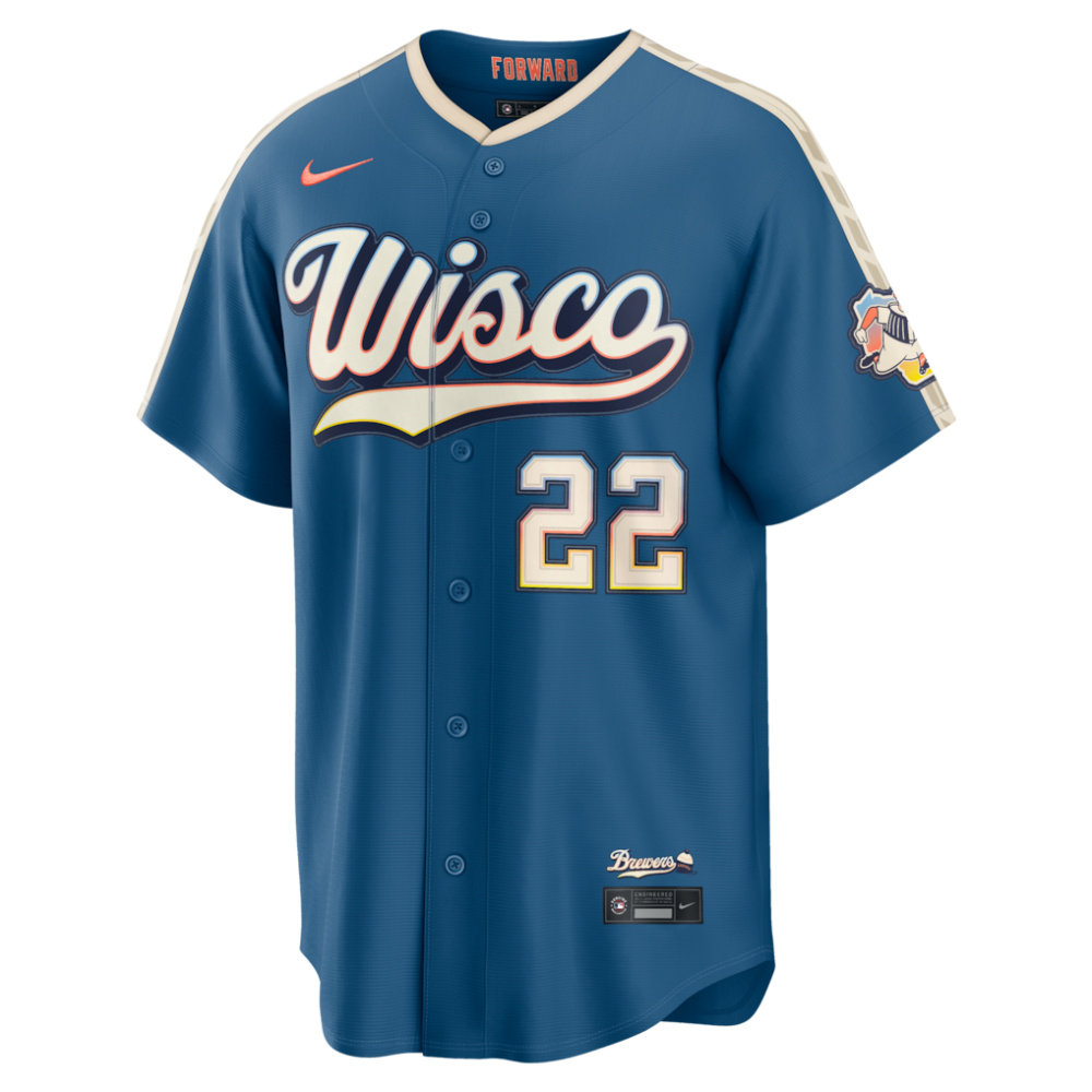 Christian Yelich Milwaukee Brewers 2026 City Connect Stadium Jersey - Mineral Blue-Pro Kit Vault | Brand New 26/27 Sports Jerseys