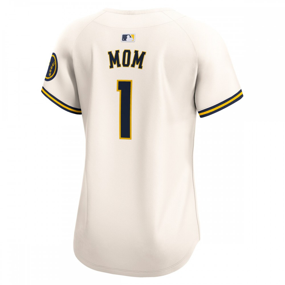 Milwaukee Brewers Women's #1 Mom Home Limited Jersey - Cream-Pro Kit Vault | Brand New 26/27 Sports Jerseys