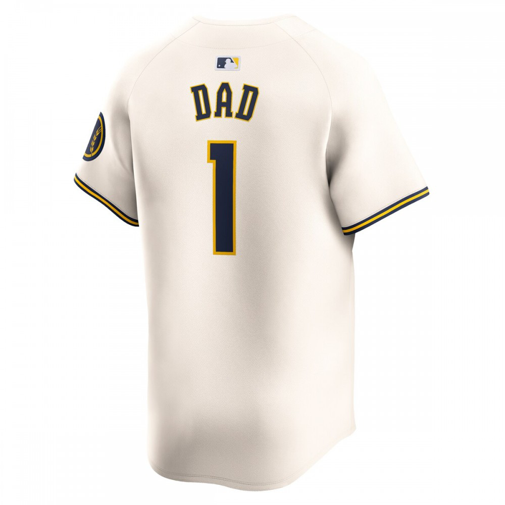Milwaukee Brewers #1 Dad Home Limited Jersey - Cream-Pro Kit Vault | Brand New 26/27 Sports Jerseys