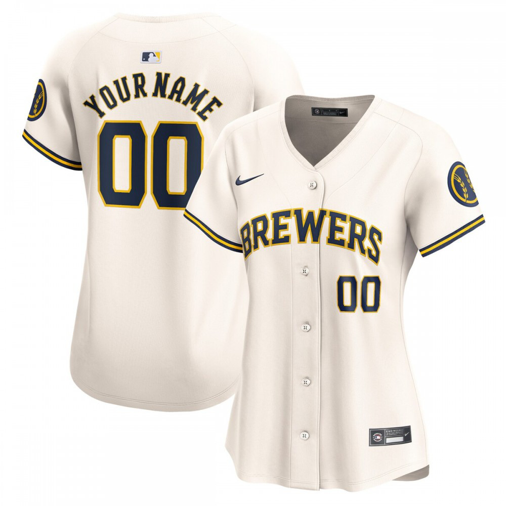 Milwaukee Brewers Women's Home Limited Custom Jersey - Cream-Pro Kit Vault | Brand New 26/27 Sports Jerseys