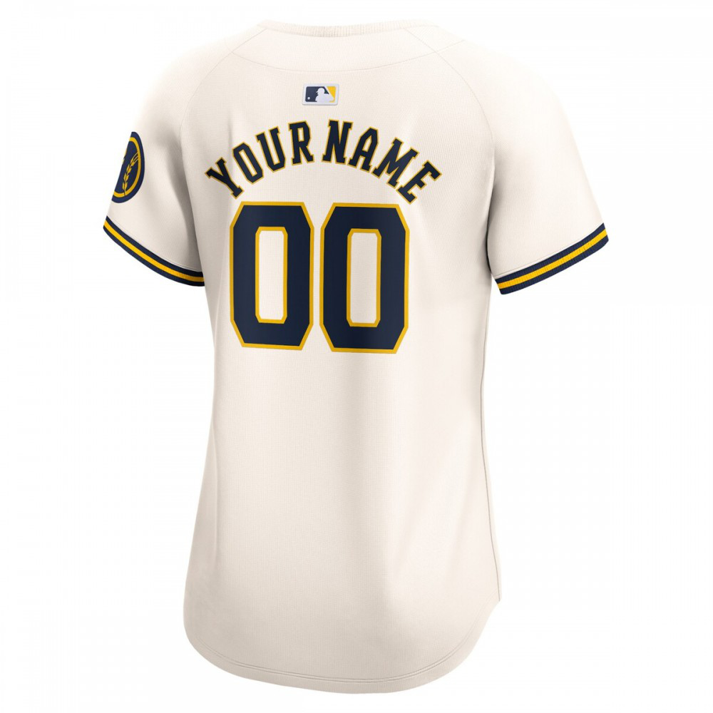 Milwaukee Brewers Women's Home Limited Custom Jersey - Cream-Pro Kit Vault | Brand New 26/27 Sports Jerseys