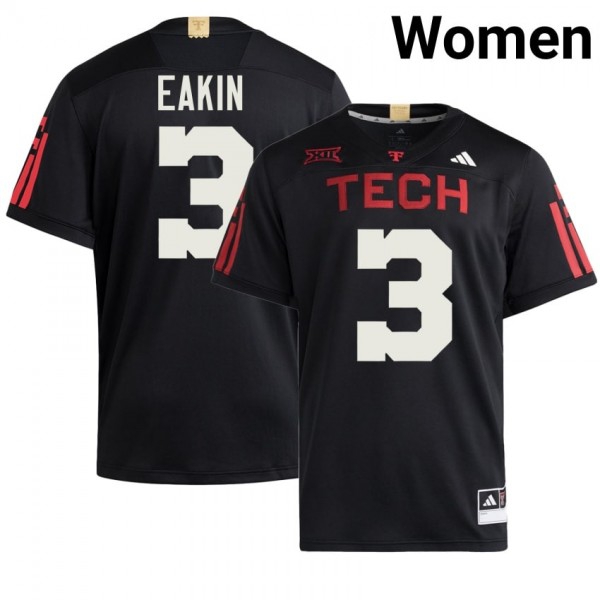 Texas Tech Red Raiders #3 Coy Eakin Women Stitch Jerseys - Black-Pro Kit Vault | Brand New 26/27 Sports Jerseys