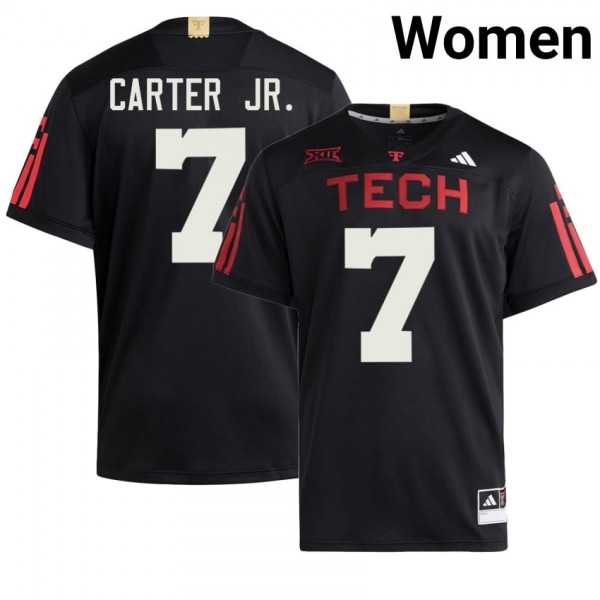 Texas Tech Red Raiders #7 Terrance Carter Jr. Women Stitch Jersey - Black-Pro Kit Vault | Brand New 26/27 Sports Jerseys