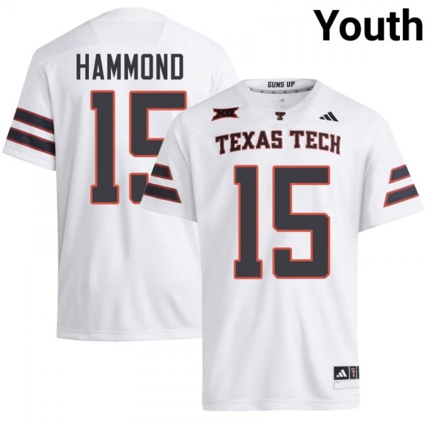 Texas Tech Red Raiders #15 Will Hammond Youth Stitch Jersey - White-Pro Kit Vault | Brand New 26/27 Sports Jerseys