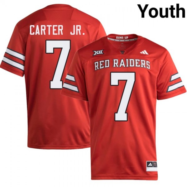 Texas Tech Red Raiders #7 Terrance Carter Jr. Youth Stitch Jersey - Red-Pro Kit Vault | Brand New 26/27 Sports Jerseys