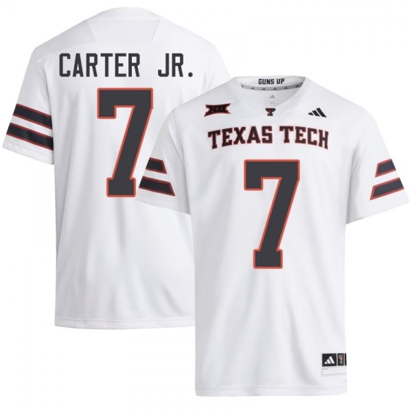 Texas Tech Red Raiders #7 Terrance Carter Jr. Men Stitch Jersey - White-Pro Kit Vault | Brand New 26/27 Sports Jerseys