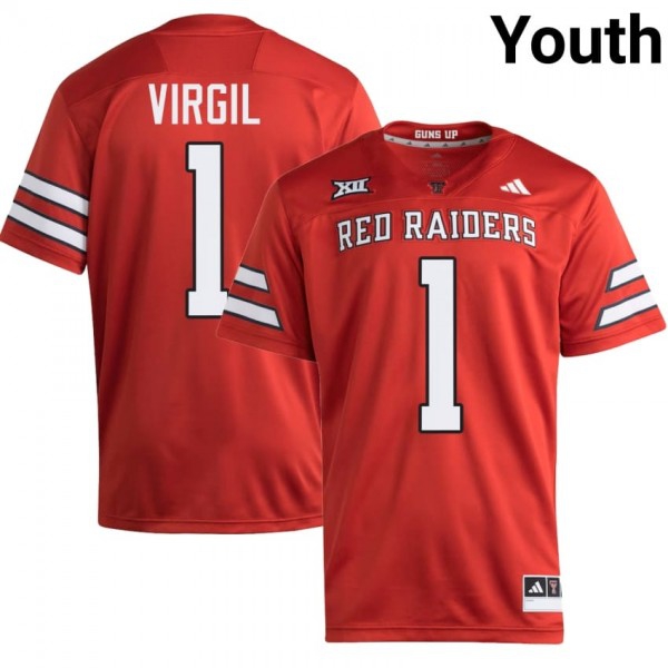 Texas Tech Red Raiders #1 Reggie Virgil Youth Stitch Jerseys - Red-Pro Kit Vault | Brand New 26/27 Sports Jerseys