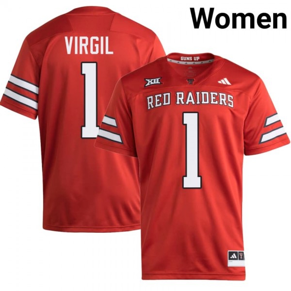 Texas Tech Red Raiders #1 Reggie Virgil Women Stitch Jersey - Red-Pro Kit Vault | Brand New 26/27 Sports Jerseys