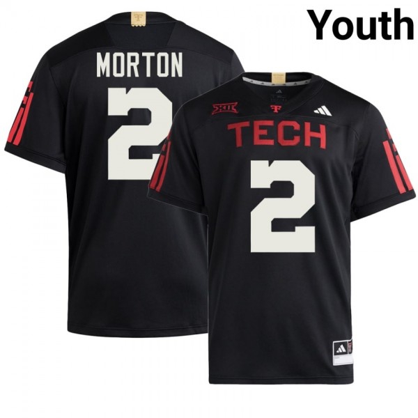 Texas Tech Red Raiders #2 Behren Morton Youth Stitch Jerseys - Black-Pro Kit Vault | Brand New 26/27 Sports Jerseys