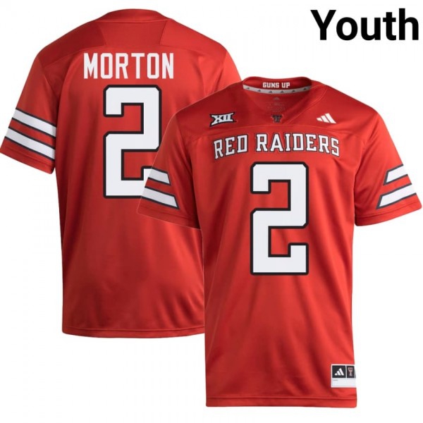 Texas Tech Red Raiders #2 Behren Morton Youth Stitch Jersey - Red-Pro Kit Vault | Brand New 26/27 Sports Jerseys