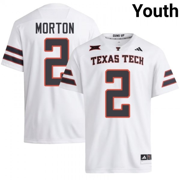 Texas Tech Red Raiders #2 Behren Morton Youth Stitch Jerseys - White-Pro Kit Vault | Brand New 26/27 Sports Jerseys