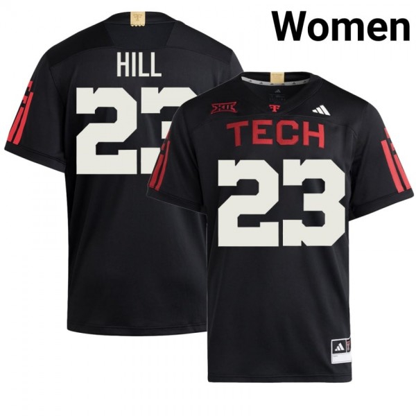 Texas Tech Red Raiders #23 Adam Hill Women Stitch Jerseys - Black-Pro Kit Vault | Brand New 26/27 Sports Jerseys