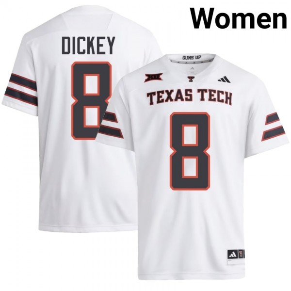 Texas Tech Red Raiders #8 Cameron Dickey Women Stitch Jersey - White-Pro Kit Vault | Brand New 26/27 Sports Jerseys