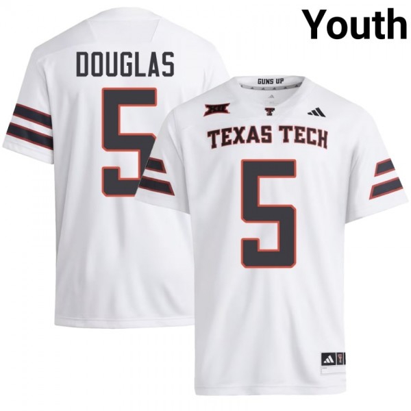 Texas Tech Red Raiders #5 Caleb Douglas Youth Stitch Jerseys - White-Pro Kit Vault | Brand New 26/27 Sports Jerseys