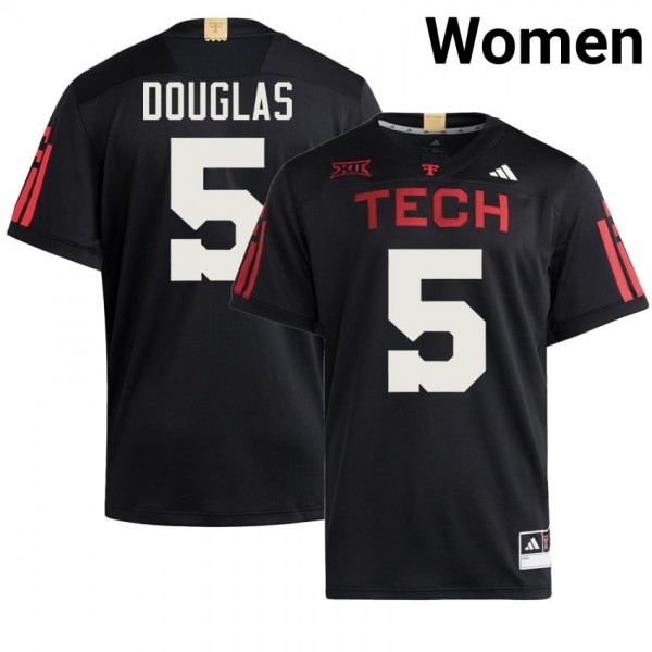 Texas Tech Red Raiders #5 Caleb Douglas Women Stitch Jersey - Black-Pro Kit Vault | Brand New 26/27 Sports Jerseys