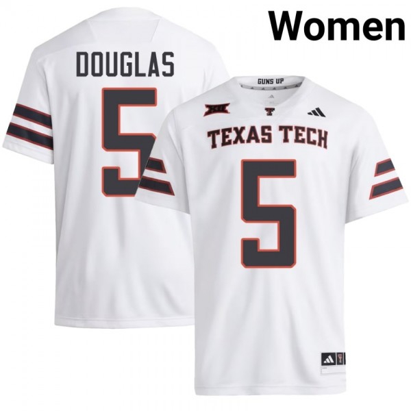 Texas Tech Red Raiders #5 Caleb Douglas Women Stitch Jerseys - White-Pro Kit Vault | Brand New 26/27 Sports Jerseys