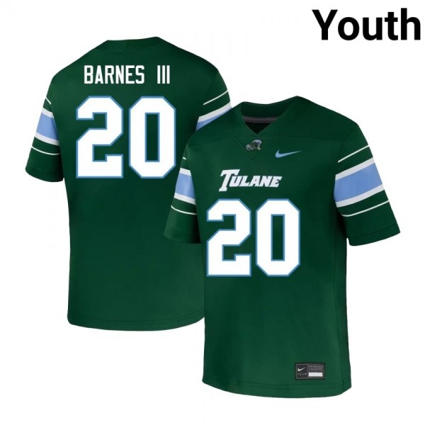 Tulane Green Wave #20 Arnold Barnes III Youth Stitch Jerseys - Green-Pro Kit Vault | Brand New 26/27 Sports Jerseys