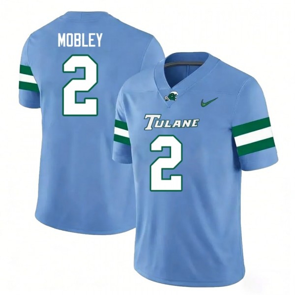 Tulane Green Wave #2 Zuberi Mobley Men Stitch Jersey - Blue-Pro Kit Vault | Brand New 26/27 Sports Jerseys