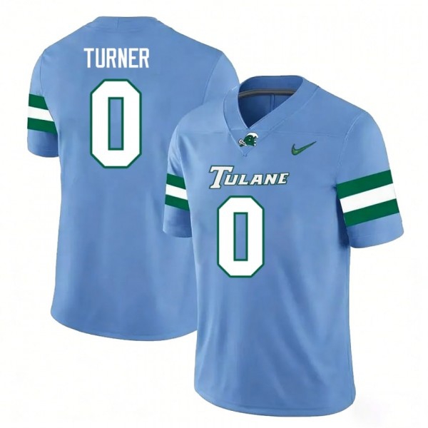 Tulane Green Wave #0 Maurice Turner Men Stitch Jersey - Blue-Pro Kit Vault | Brand New 26/27 Sports Jerseys