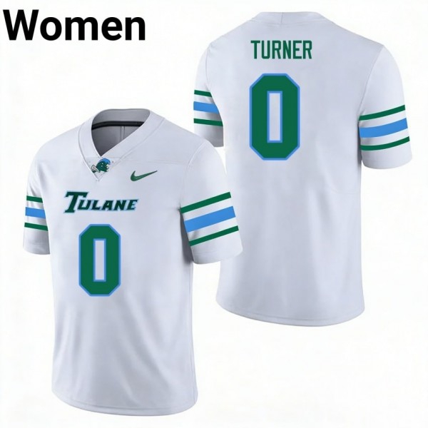 Tulane Green Wave #0 Maurice Turner Women Stitch Jersey - White-Pro Kit Vault | Brand New 26/27 Sports Jerseys