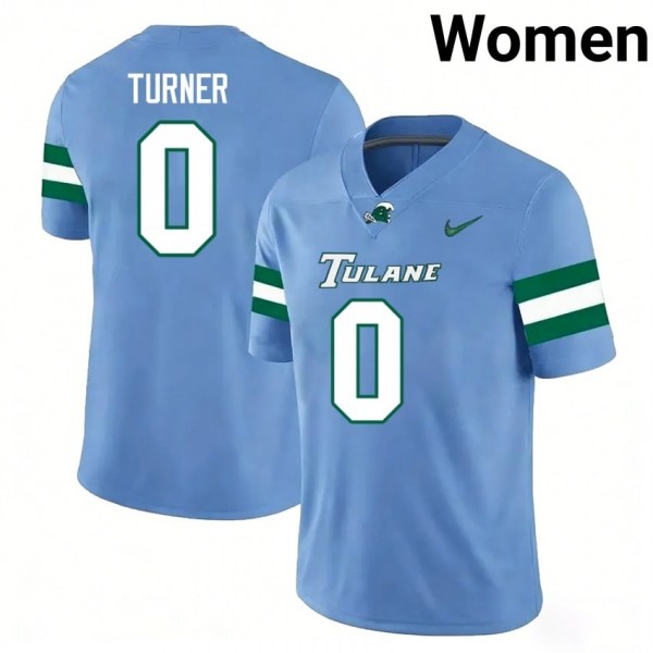 Tulane Green Wave #0 Maurice Turner Women Stitch Jersey - Blue-Pro Kit Vault | Brand New 26/27 Sports Jerseys