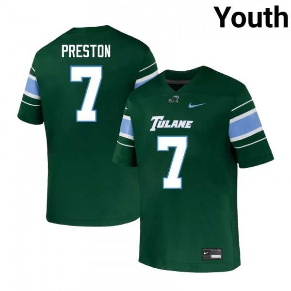 Tulane Green Wave #7 Shazz Preston Youth Stitch Jerseys - Green-Pro Kit Vault | Brand New 26/27 Sports Jerseys