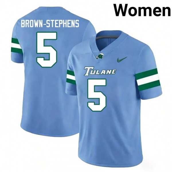 Tulane Green Wave #5 Anthony Brown-Stephens Women Stitch Jerseys - Blue-Pro Kit Vault | Brand New 26/27 Sports Jerseys