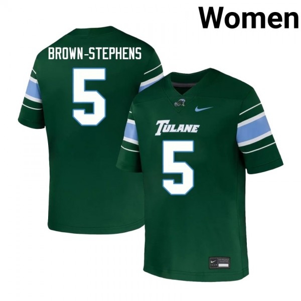 Tulane Green Wave #5 Anthony Brown-Stephens Women Stitch Jersey - Green-Pro Kit Vault | Brand New 26/27 Sports Jerseys