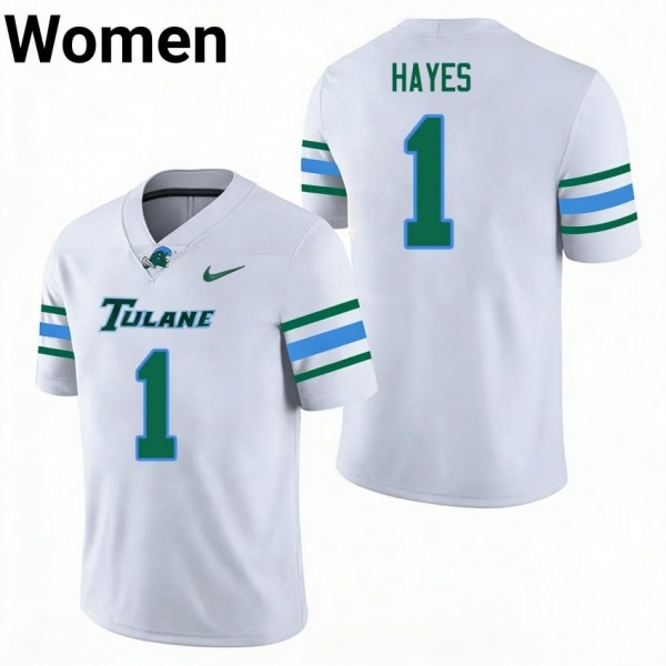 Tulane Green Wave #1 Omari Hayes Women Stitch Jersey - White-Pro Kit Vault | Brand New 26/27 Sports Jerseys