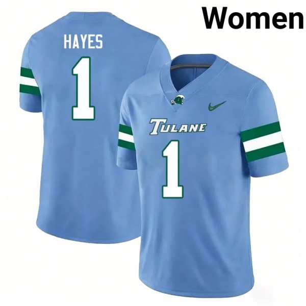 Tulane Green Wave #1 Omari Hayes Women Stitch Jersey - Blue-Pro Kit Vault | Brand New 26/27 Sports Jerseys