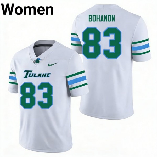 Tulane Green Wave #83 Bryce Bohanon Women Stitch Jerseys - White-Pro Kit Vault | Brand New 26/27 Sports Jerseys