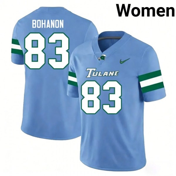 Tulane Green Wave #83 Bryce Bohanon Women Stitch Jerseys - Blue-Pro Kit Vault | Brand New 26/27 Sports Jerseys