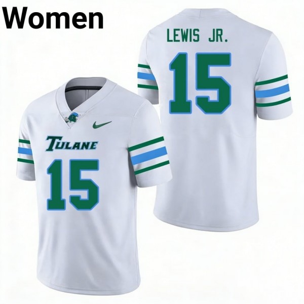 Tulane Green Wave #15 Zycarl Lewis Jr. Women Stitch Jersey - White-Pro Kit Vault | Brand New 26/27 Sports Jerseys